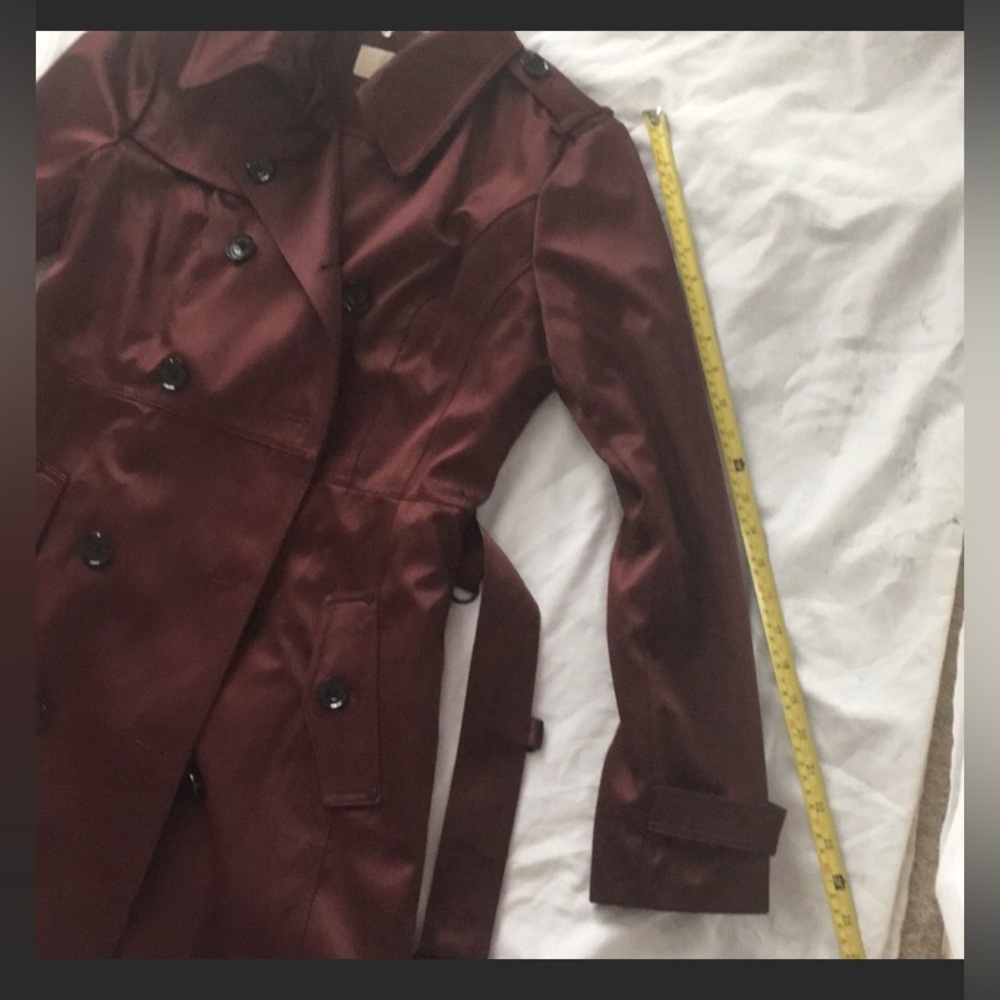 Michael Kors dark wine thick satin pea coat - Picture 9 of 11